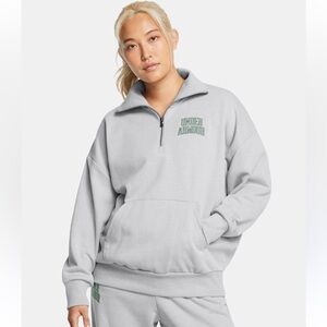 Under Armour Light Gray Quarter zip Icon Heavyweight Terry Women's Sweatshirt